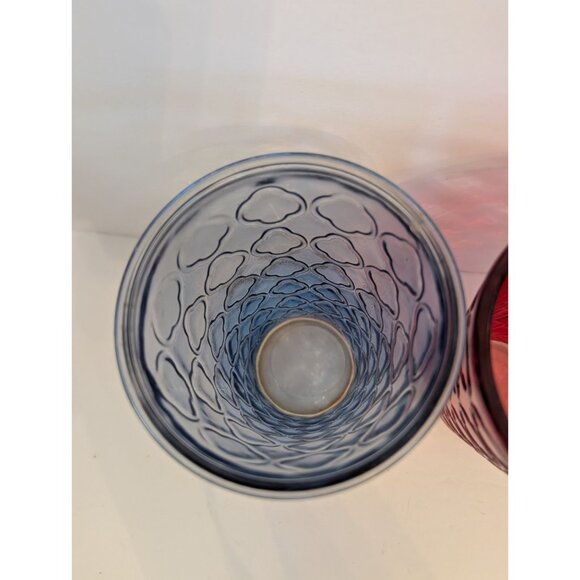 Set Of 2 Vintage Blue & Red Embossed Pattern Drinking Glasses 16 Oz Each - Picture 3 of 9